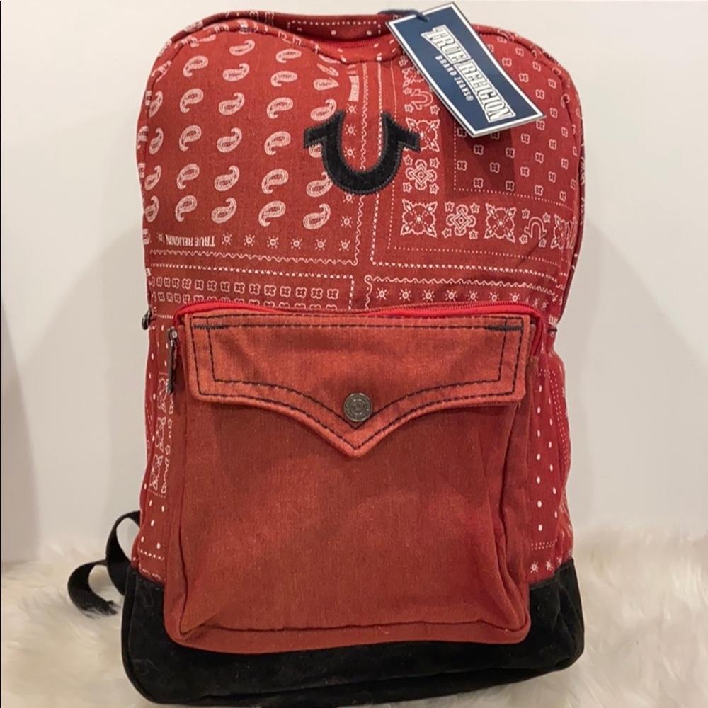 True Religion Men’s Red Bandana print backpack